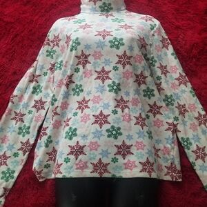 Time and Tru Festive Snowflake Turtleneck Sweater
